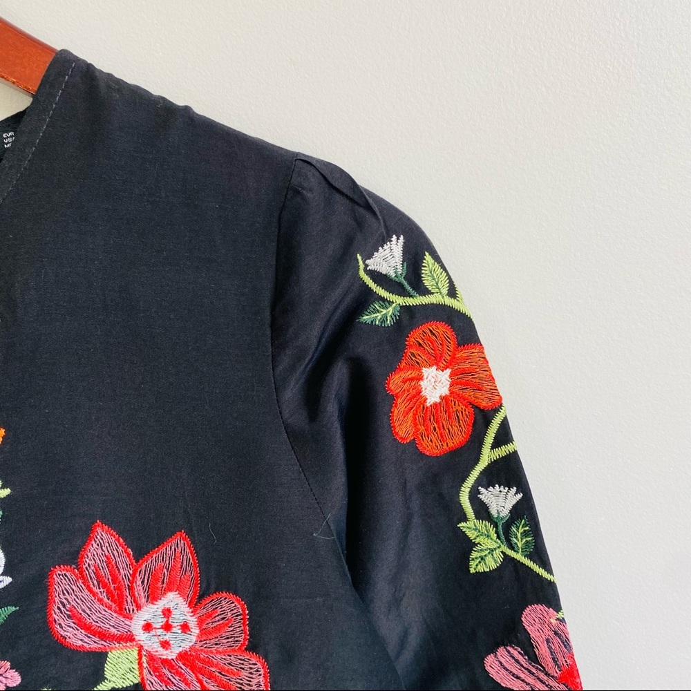 Zara floral embroidery shift dress in black color - Picture 8 of 10